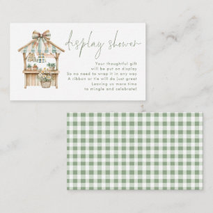 Tarjeta De Recepción Sage Gingham Farmers Display Baby Shower
