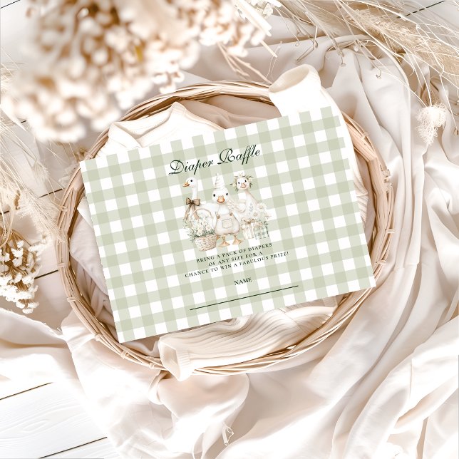 Tarjeta De Recepción Sage Gingham Silly Goose Diapper Raffle (Subido por el creador)