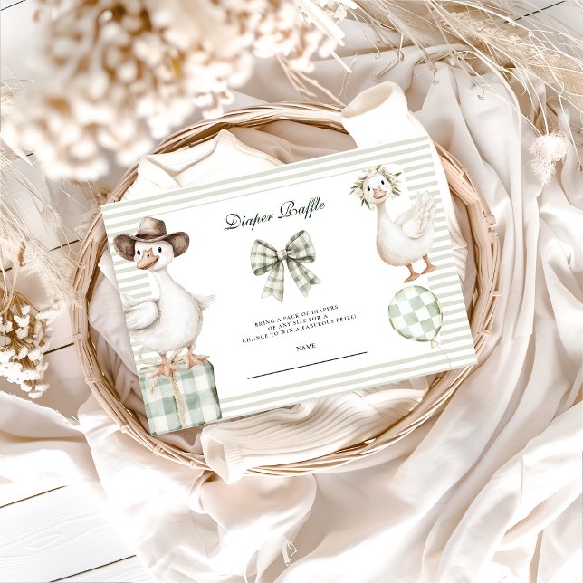 Tarjeta De Recepción Sage Gingham Silly Goose Diapper Raffle (Subido por el creador)