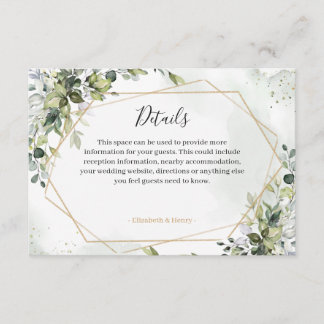 Tarjeta De Recepción Sage gold eucalyptus geometric wedding detail card