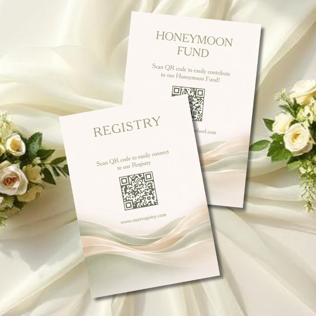 Tarjeta De Recepción Sage Green and Ivory Registry & Honeymoon Fund (Sage Green and Ivory Registry & Honeymoon Fund Enclosure Card )