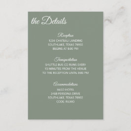 Tarjeta De Recepción Sage Green and White Details