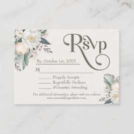 Tarjeta De Recepción Sage Green and White Floral Wedding RSVP
