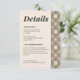Tarjeta De Recepción Sage Green Art Deco Wedding Details QR Code Card