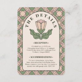 Tarjeta De Recepción Sage Green Art Nouveau Wedding Details QR Code