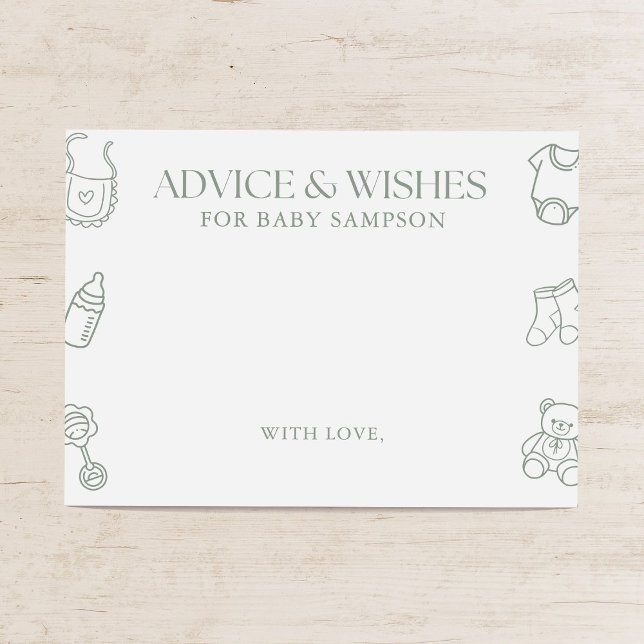 Tarjeta De Recepción Sage Green Baby Shower Advice and Wishes (Subido por el creador)