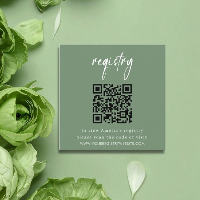 Tarjeta De Recepción Sage Green Baby Shower Registry Card (Subido por el creador)