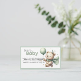 Tarjeta De Recepción Sage Green Bear Books para bebés Baby Shower