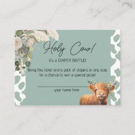 Tarjeta De Recepción Sage Green Bohemia Holy Cow Baby Shower