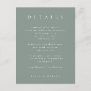 Tarjeta De Recepción Sage Green Boho detalla el Boda moderno