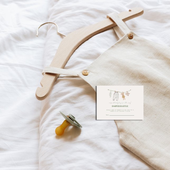 Tarjeta De Recepción Sage Green Boho Diaper Raffle Baby Shower (Sage Green Boho Diaper Raffle Baby Shower Enclosure Card)