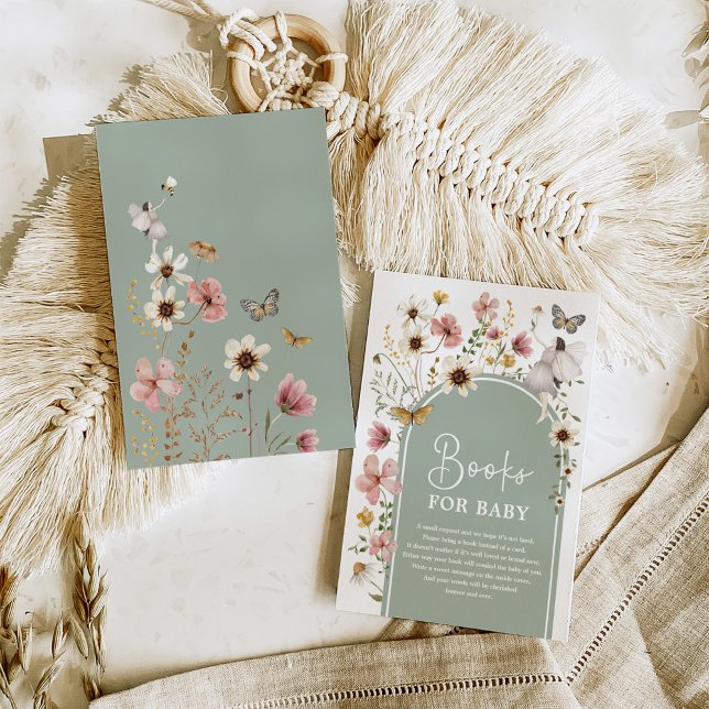 Tarjeta De Recepción Sage Green Boho Fairy Wildflower Books Libros para (Subido por el creador)