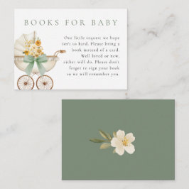 Tarjeta De Recepción Sage Green Books for Baby Card Vintage Pram Shower