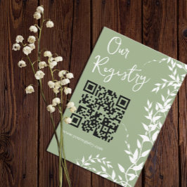 Tarjeta De Recepción Sage Green Botanical Leaves Bridal Shower Registry