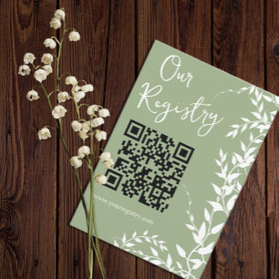Tarjeta De Recepción Sage Green Botanical Leaves Bridal Shower Registry
