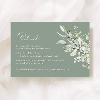 Tarjeta De Recepción Sage Green Botanical Wedding Accommodation
