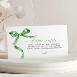 Tarjeta De Recepción Sage Green Bow Diaper Raffle