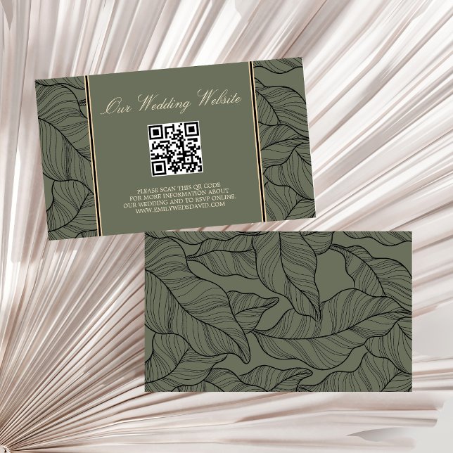 Tarjeta De Recepción Sage Green Budget Elegante Sitio Web Boda QR (Subido por el creador)