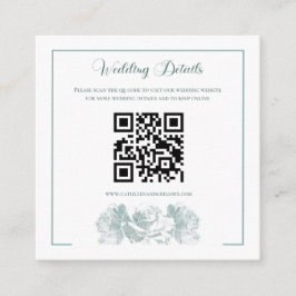 Tarjeta De Recepción Sage Green Calligraphy QR Code Wedding