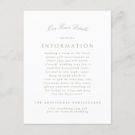 Tarjeta De Recepción Sage Green Classic Elegant Boda formal