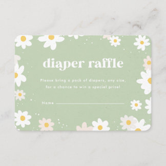 Tarjeta De Recepción Sage Green Diaper Raffle Daisies