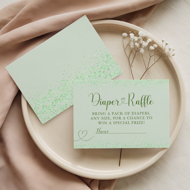 Tarjeta De Recepción Sage Green Diaper Raffle Greenery Confetti (Subido por el creador)