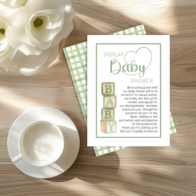 Tarjeta De Recepción Sage Green Display Shower Card | Unwrapped Gifts  (Display Baby Shower)