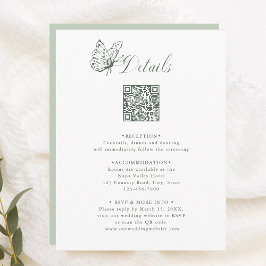 Tarjeta De Recepción Sage Green Elegant Calligraphy Wedding Details