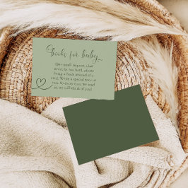 Tarjeta De Recepción Sage Green Elegant Moderno Books para Baby Shower