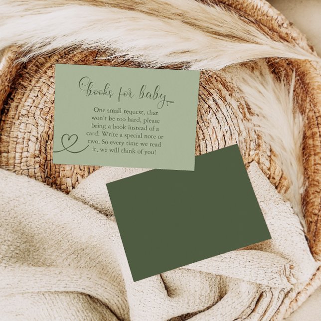 Tarjeta De Recepción Sage Green Elegant Moderno Books para Baby Shower (Subido por el creador)