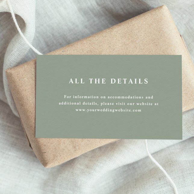 Tarjeta De Recepción Sage Green Elegant Text | Detalles del boda (Subido por el creador)