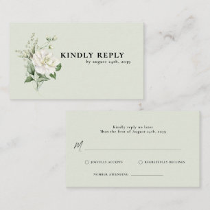 Tarjeta De Recepción Sage Green Eucalipto & Rosa Marfil RSVP de Boda