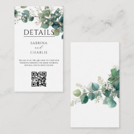 Tarjeta De Recepción Sage Green Eucalyptus Floral QR Code Wedding 