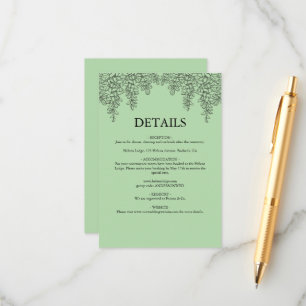 Tarjeta De Recepción Sage Green Fern Leaf Boda