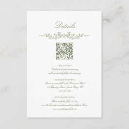 Tarjeta De Recepción Sage Green French Floral with QR Code Wedding