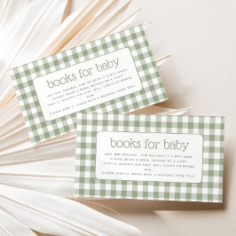 Tarjeta De Recepción Sage Green Gingham Baby Shower Book Request