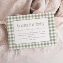 Sage Green Gingham Baby Shower Book Request