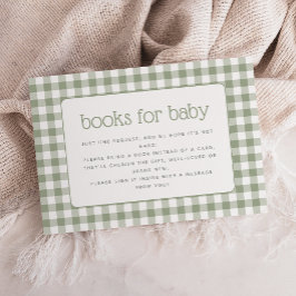 Tarjeta De Recepción Sage Green Gingham Baby Shower Book Request