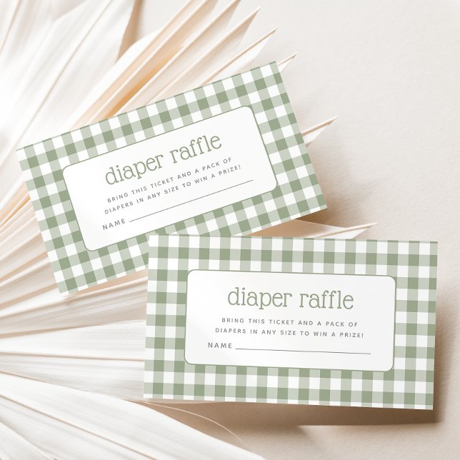 Tarjeta De Recepción Sage Green Gingham Baby Shower Diaper Raffle (Subido por el creador)