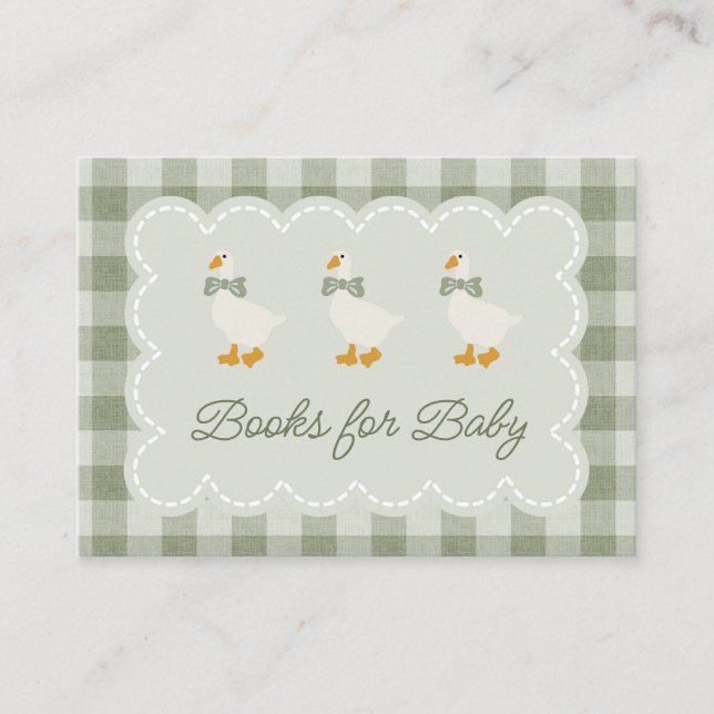Tarjeta De Recepción Sage Green Gingham Buffalo Check Baby Shower Linen (Anverso)