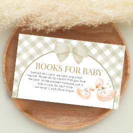 Tarjeta De Recepción Sage Green Gingham Goose Shower Books for Baby
