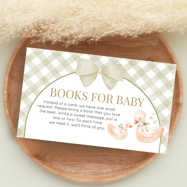 Tarjeta De Recepción Sage Green Gingham Goose Shower Books for Baby (Silly Goose Baby Shower Books for Baby)