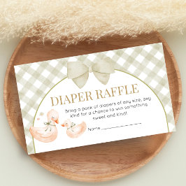 Tarjeta De Recepción Sage Green Gingham Goose Shower Diaper Raffle