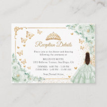 Sage Green Gold Quinceanera Reception Details