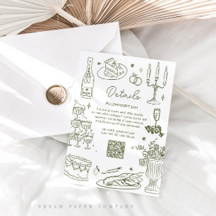 Tarjeta De Recepción Sage Green Hand Drake Whimsical Boda