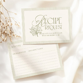 Tarjeta De Recepción Sage Green Hand Drawn Floral Recipe Request Card