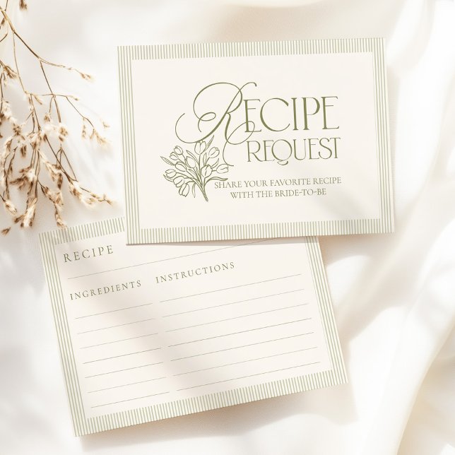 Tarjeta De Recepción Sage Green Hand Drawn Floral Recipe Request Card (Subido por el creador)