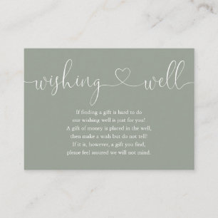 Tarjeta De Recepción Sage Green Heart Script Wiwenwell Boda