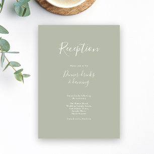 Tarjeta de recepción Sage Green Minimal Modern Wed