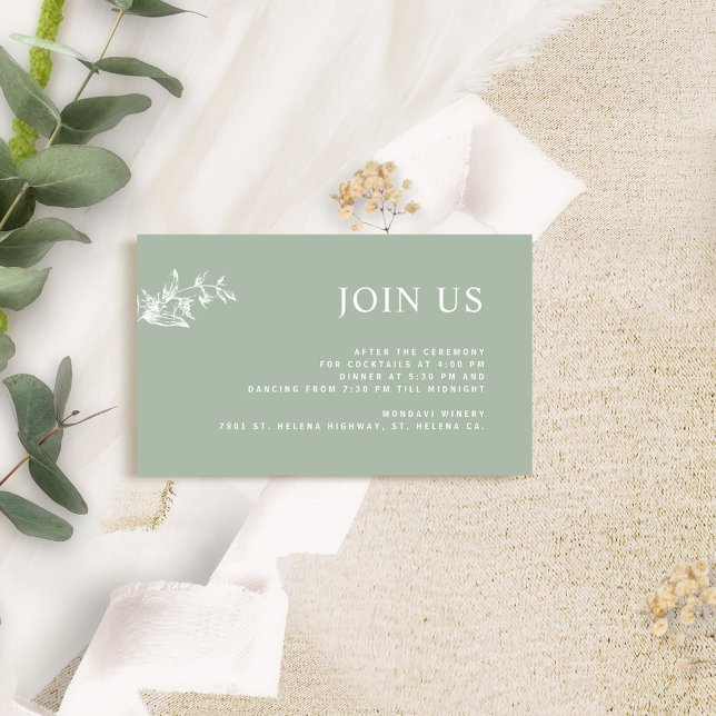 Tarjeta De Recepción Sage Green, Moda Moderna, Únete a nuestro Boda de  (Subido por el creador)
